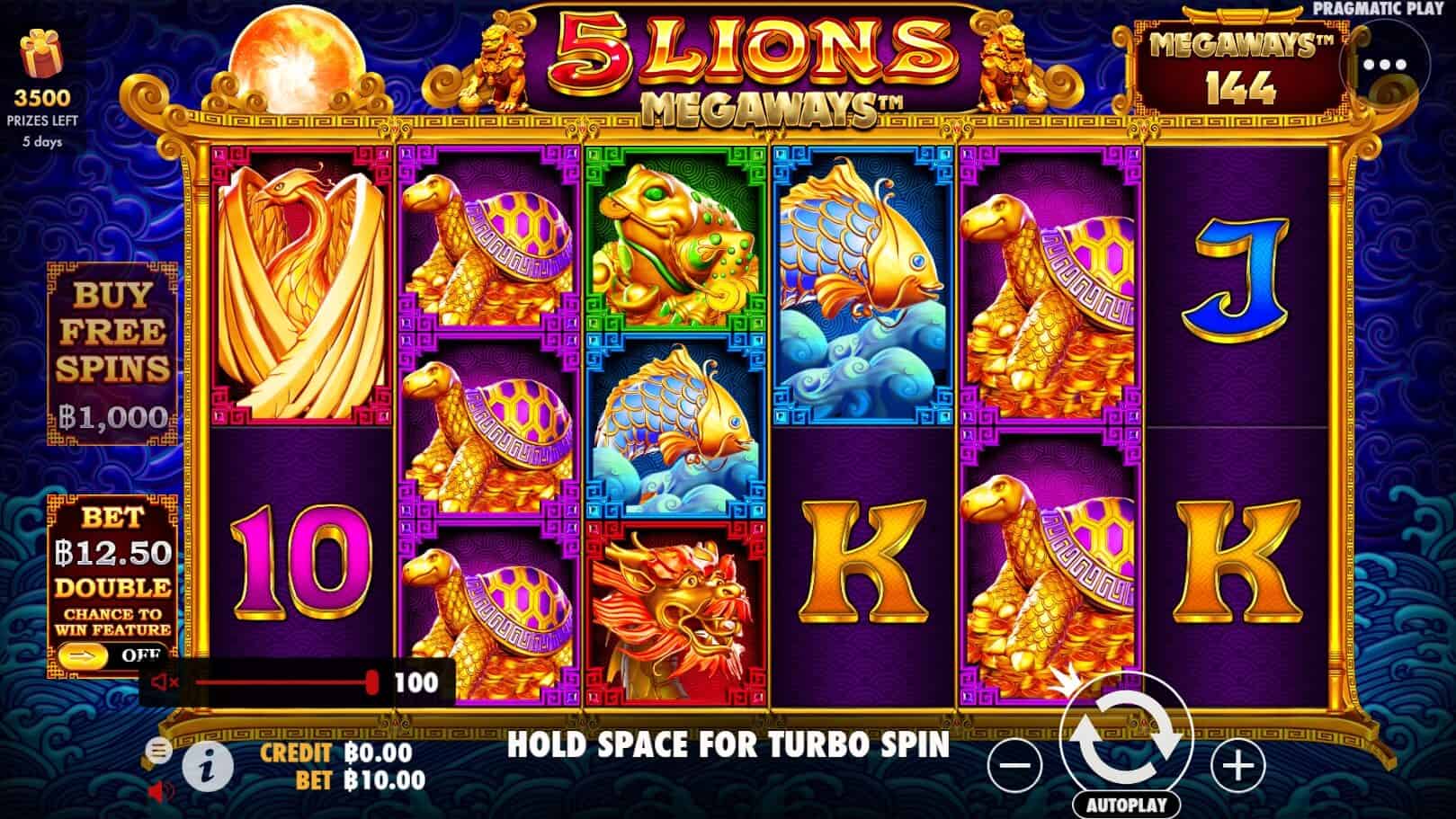 5 Lions Megaways เกมสล็อต เว็บตรง จากค่าย Pragmatic Play joker gaming 888