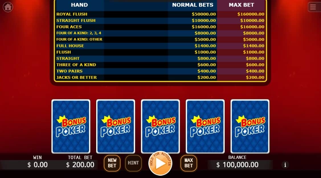 Bonus Poker KAGaming สล็อตโจ๊กเกอร์