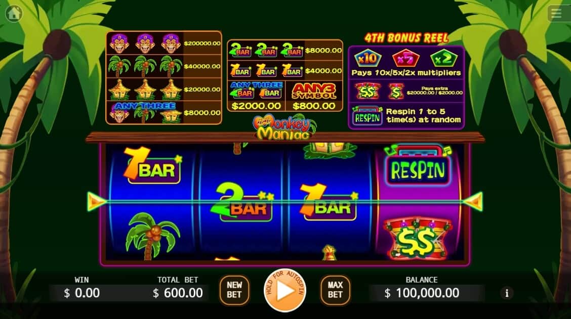 Monkey Maniac KAGaming สล็อตโจ๊กเกอร์