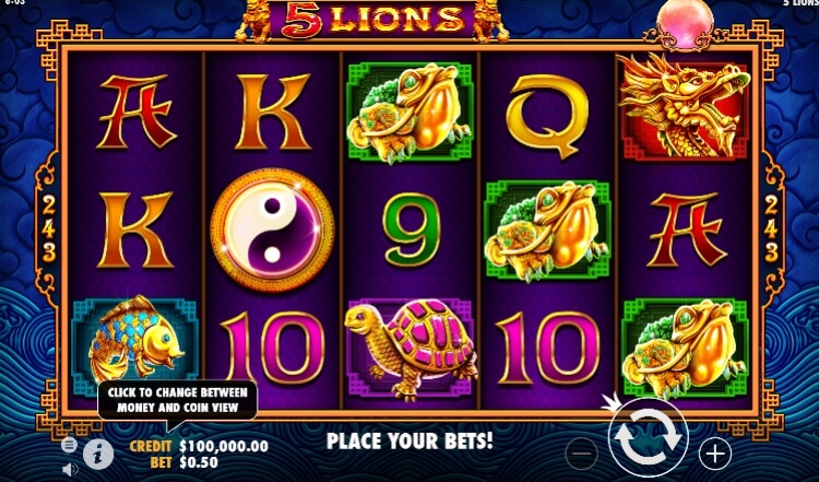 5 Lions Pragmatic Play สล็อตโจ๊กเกอร์