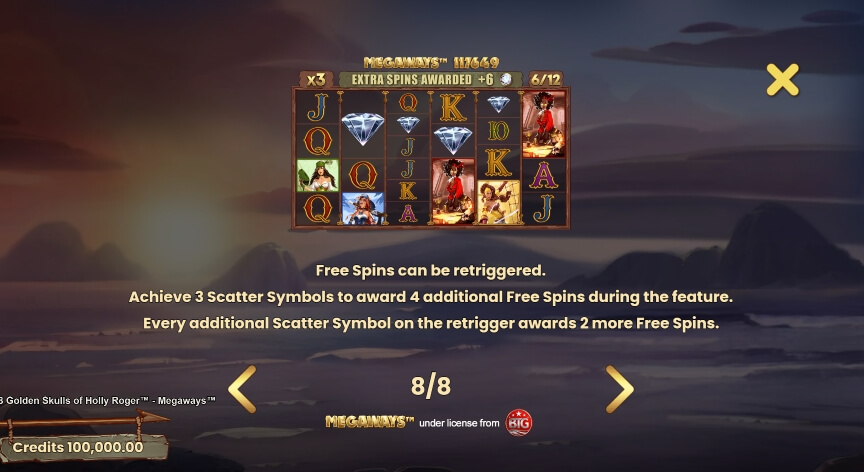 8 Golden Skulls Of The Holly Roger MICROGAMING โจ๊กเกอร์ 888