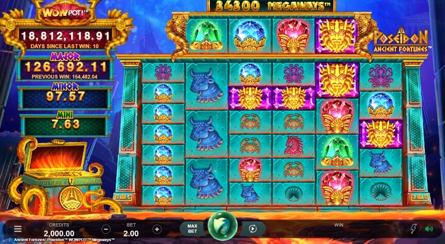 Ancient Fortunes Poseidon WowPot Megaways MICROGAMING joker slot
